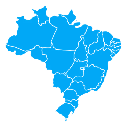 Mapa do Brasil com a matriz em São Paulo e a filial em Belo Horizonte