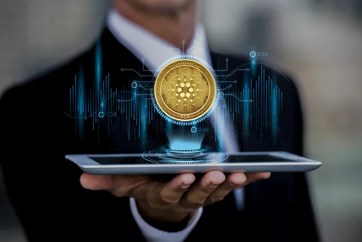 plataforma blockchain cardano com tablet